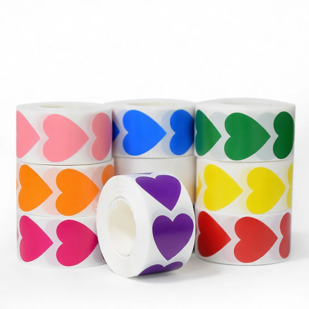 Heart Shape Blank Adhesive Sticker Tag Roll Decorative Sealing Paper For Office School Supply Gift Packaging DIY Scrapbooking