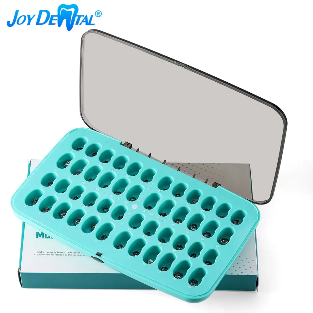 48 pçs/caixa dental primário molar coroa dentes pré-formados kit coroas temporárias de aço inoxidável crianças fornecimento de odontologia pediátrica