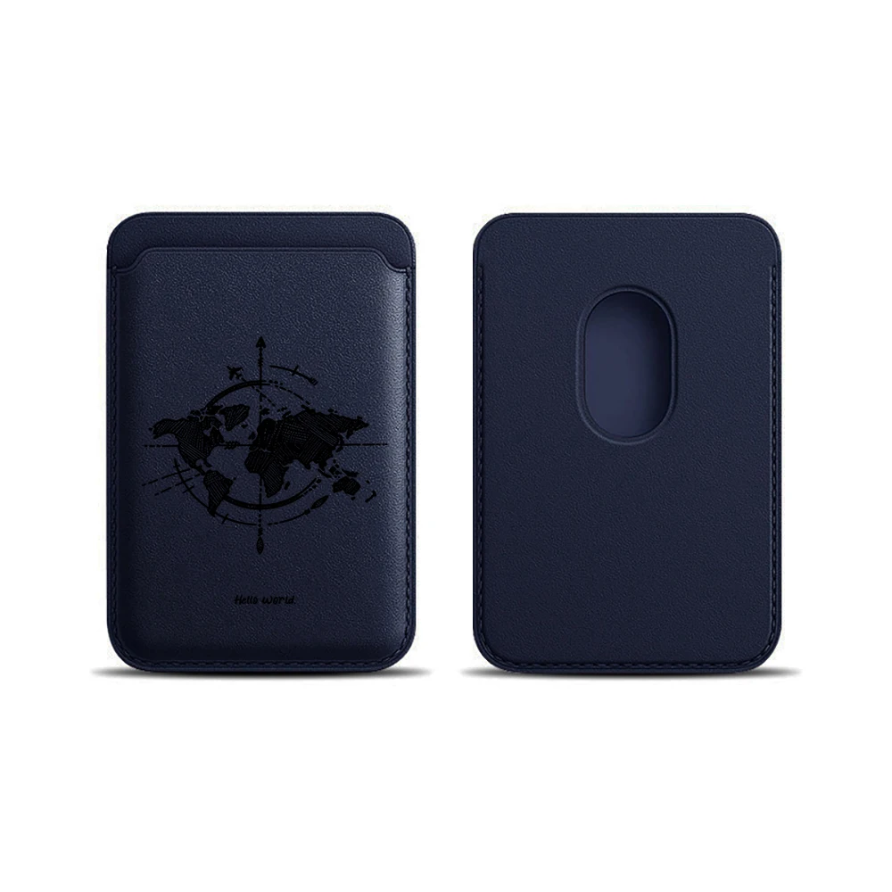 Minimalistisches Weltkarten-Leder-Kartenetui Handy-Kartenhalter für Magnetische Hülle Geeignet für alle iPhone Magsafe Karten-Handy-Rückseiten-Taschen – Detail 15