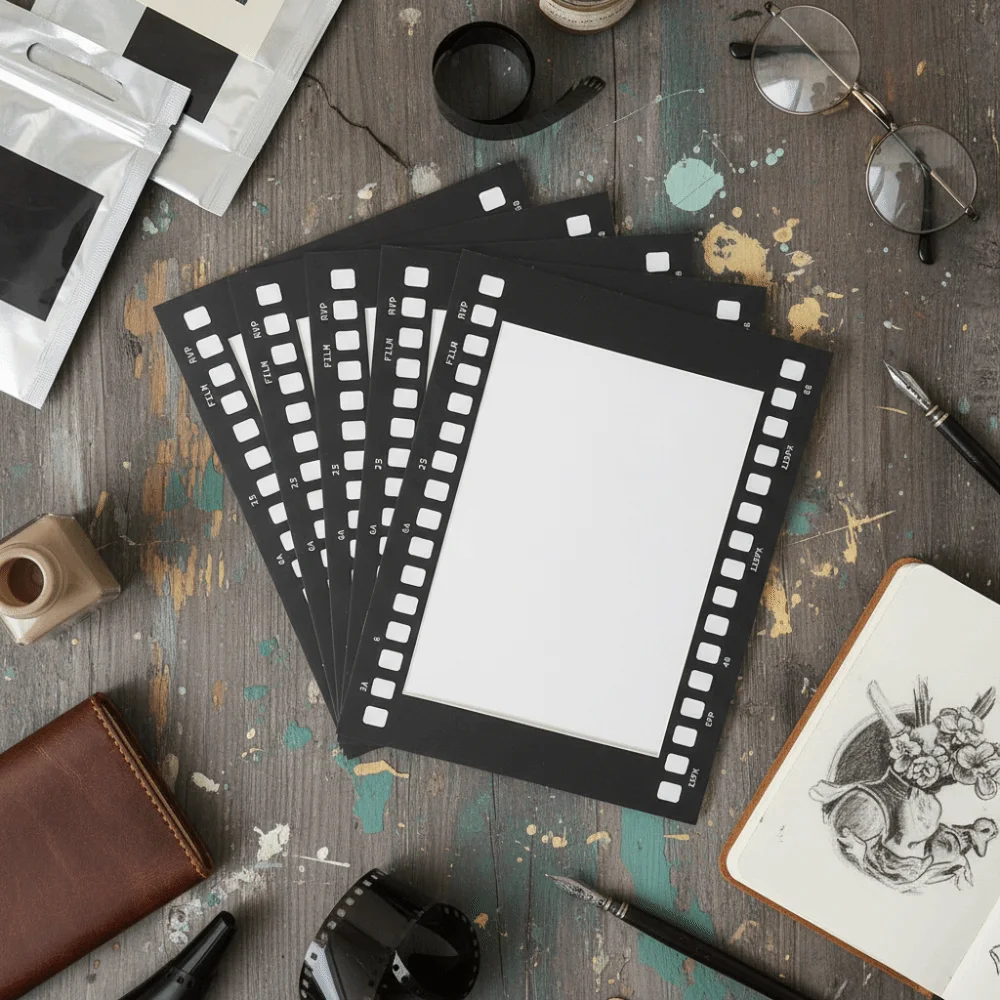 5PCS Photo Wall Frame Retro Movie Film Frame Square 6 in/7 in Film Paper Photo Frame Handmade Collage Frame Memory Keeping