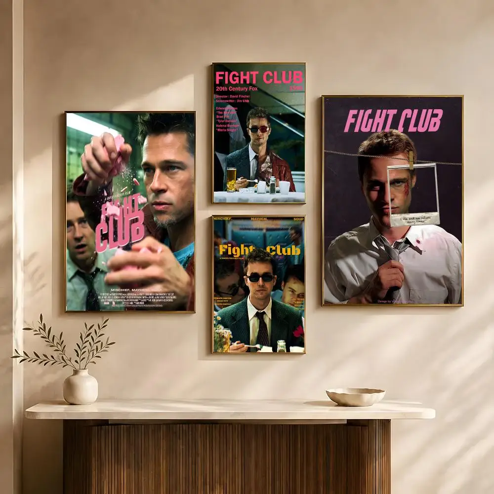 Movie Fight Club Poster Poster All-match HD Waterproof Self-Adhesive Wall Art Sticker For Home Bedroom