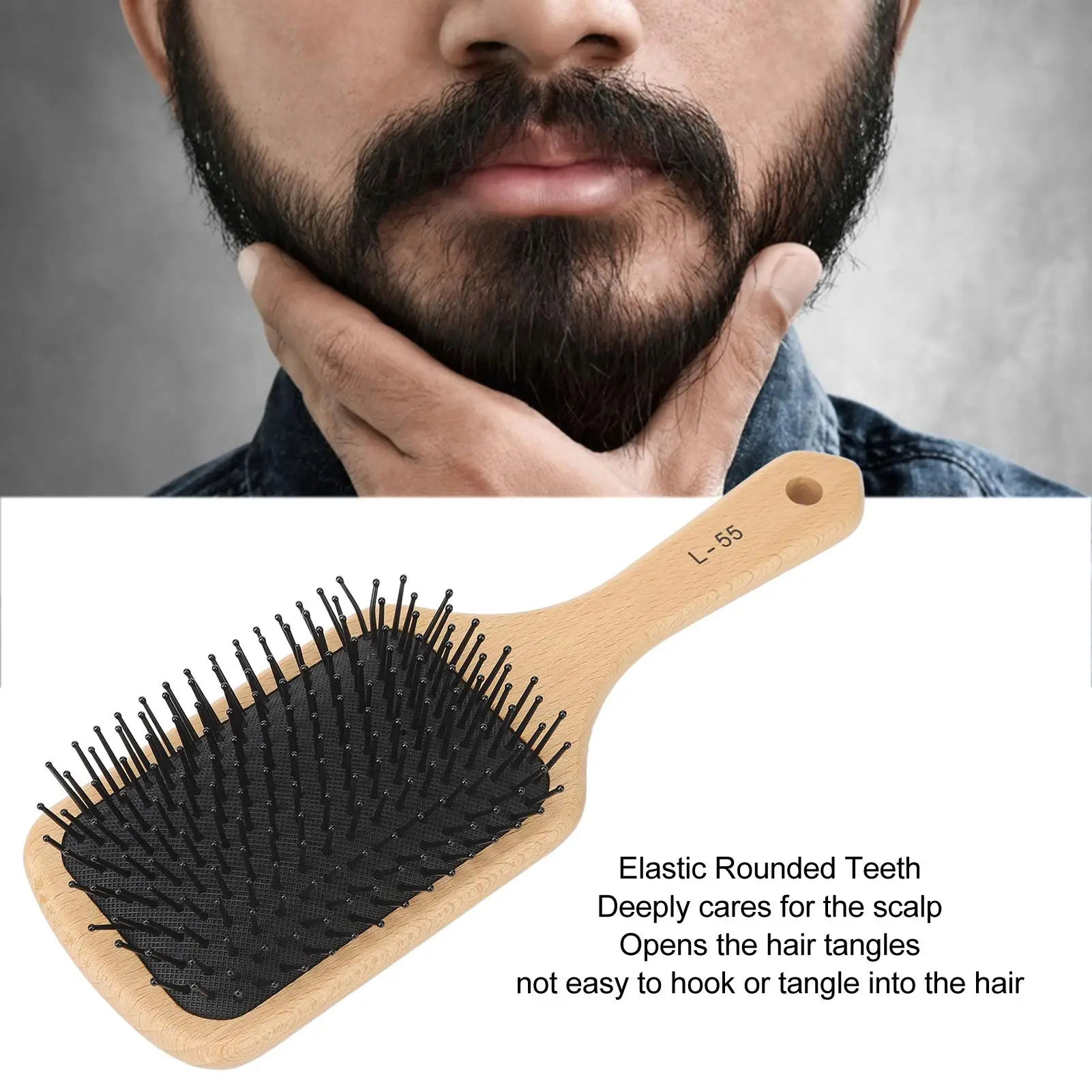 Portable Ergonomic Hair Styling Brush: Prevents Deformation, Detangles & Cleans with Ease. Ideal for men & for salon Use.