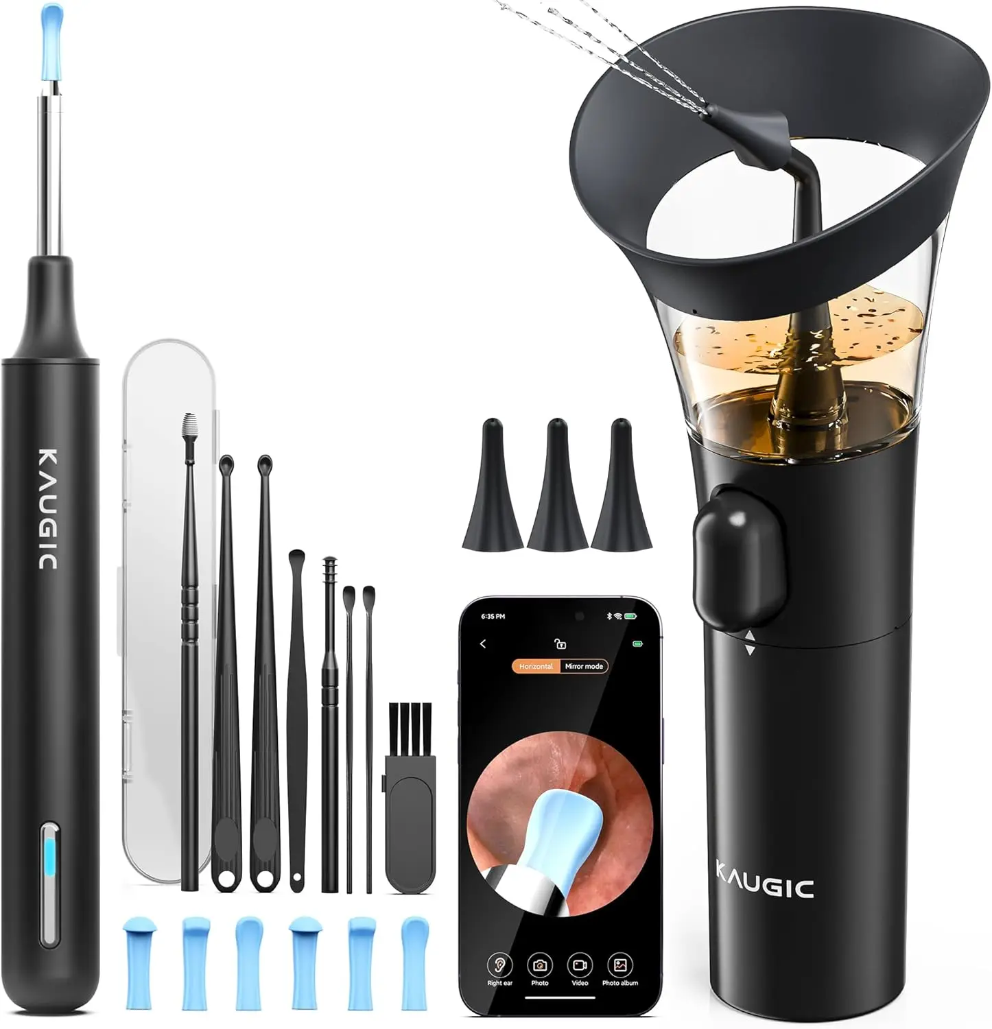 

Manual Ear Cleaner with Camera, 7 PCS Tips, Safe Irrigation Kit for Adults