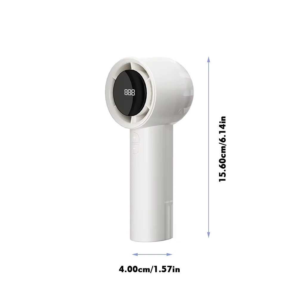 Handheld Turbo Fan USB-C LED Screen 3000mAh 7m/s Powerful Wind Portable For Car Outdoor Office