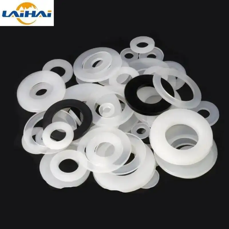 50/100 szt. 0,3/0,5/0,8 mm Czarne/Białe Plastikowe Nylonowe Ultracienkie Podkładki Płaskie Pierścieniowe Uszczelniające M2 M2.5 M3 M4 M5 M6 M8 M10