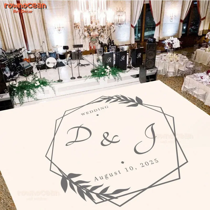 Custom Initials Wedding Dance Floor Decor Decals Vinyl Personalized Name, Wedding Anniversary, Dancing Party Art Stickers Q086