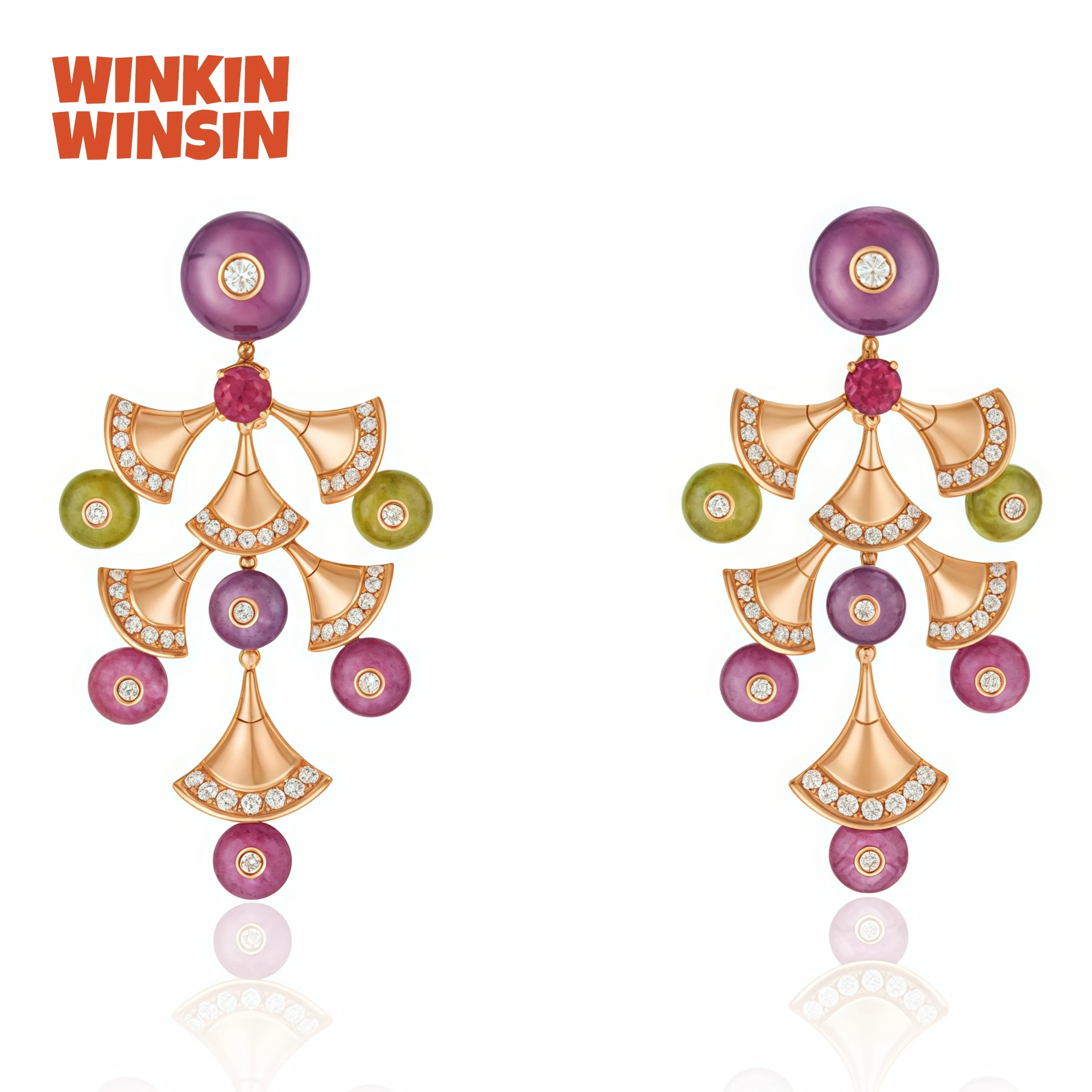 

WINKIN WINSIN Brand MST Tutti Frutti Sector High Carbon Diamond S925 Silver Earrings Fruit Sachet Fashion Women Earrings Jewelry