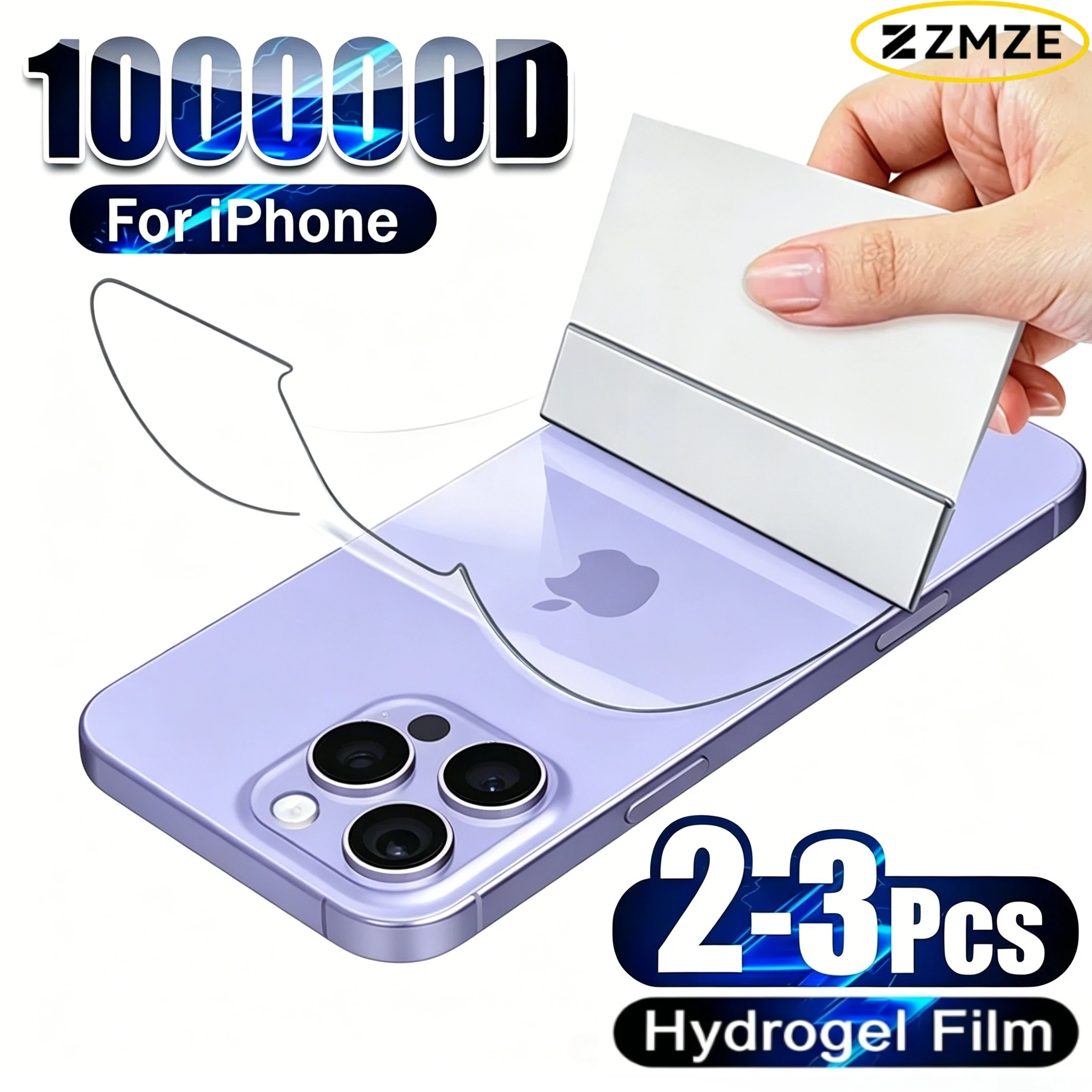 2/3 Piezas de Película Protectora de Hidrogel para la Parte Trasera del iPhone 17 16 15 Pro Max 14 13 12 11 XS XR, Protector de Pantalla Transparente y Suave Anti-Rayones