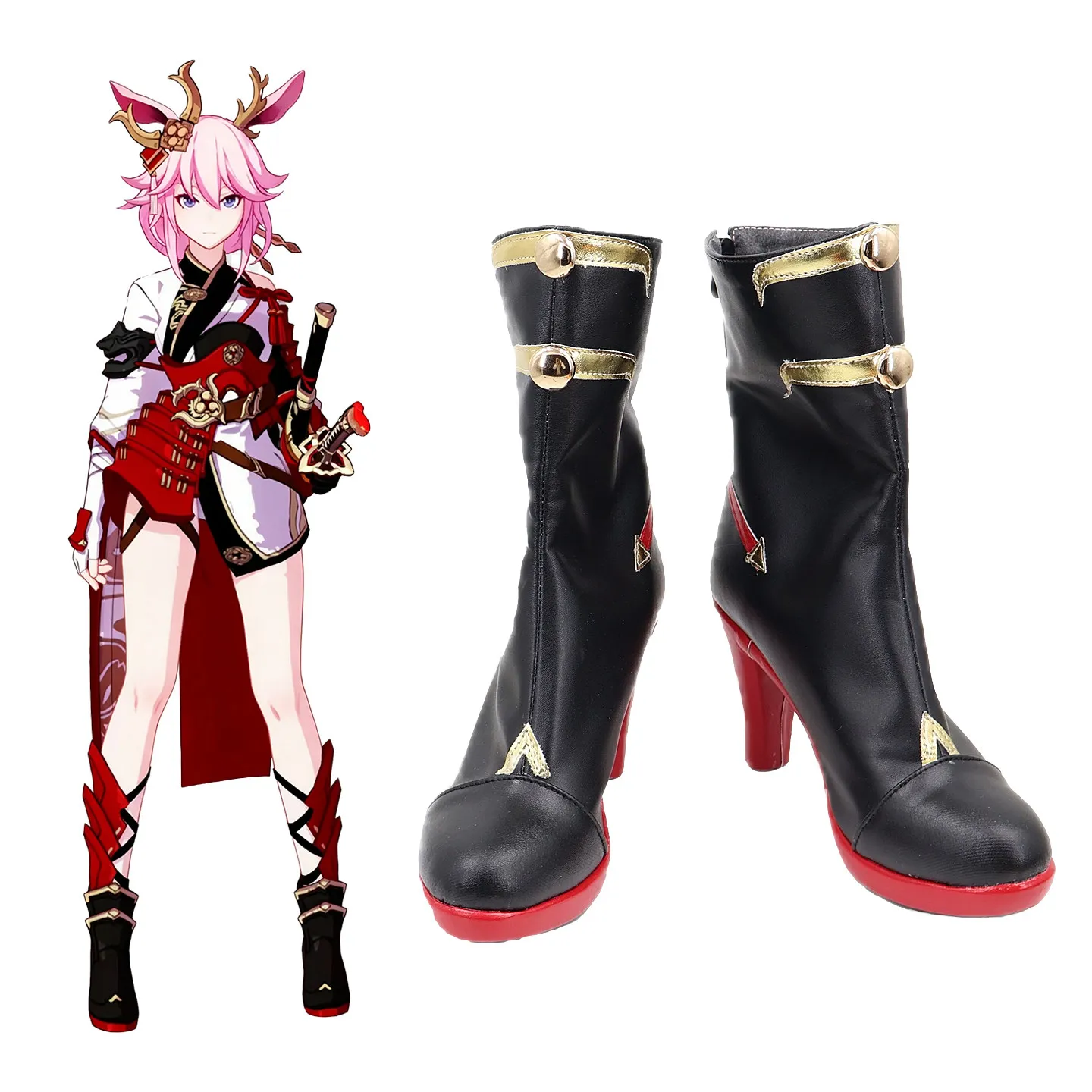 

Anime Game Cosplay Boots Yae Sakura Genshin Impact Shoes Adult Halloween Party Costume Accessories Custom Made