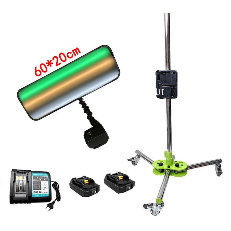 ZR 18v Rechargeable Battery Wireless Dent Lamp With 9 Strips Led Lamp Adjustable Car Repair With Wheels PDR Light