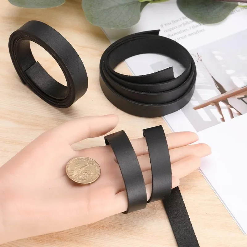 3 Roll 15mm Wide Flat Leather Cord Genuine Leather Strip 2mm Thick Black Leather Strap Cowhide String Braiding Thread Rope