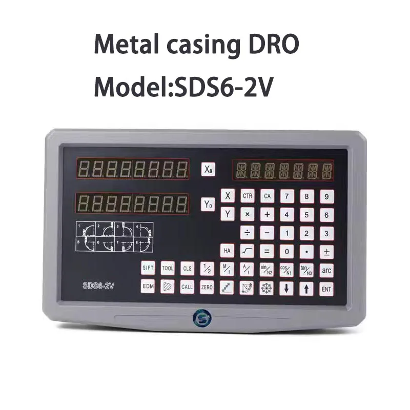 SINODRO مخرطة معدنية SDS6-2V 2 محور عرض القراءة الرقمية ومقياس خطي KA600-2000 + KA500-370 420 مللي متر 0.005 مللي متر التشفير البصري النحيف