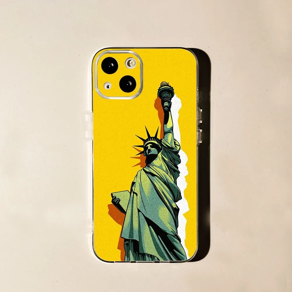 Statue of Liberty Phone Case For iPhone 15,14,13,12,11 Plus,Pro,Max,XR,XS,X,7,8 Plus,SE,Mini Transparent Silicone Soft