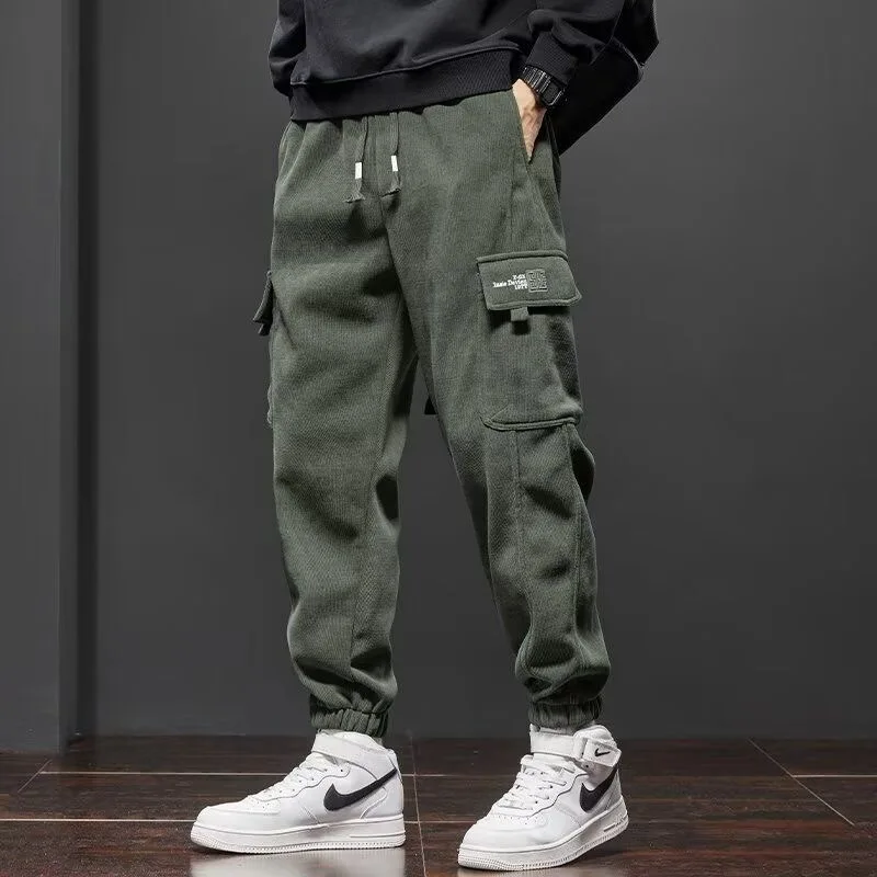 

Spring Autumn New Style Elastic Waist Casual Pants for Men Stretch Straight Drawstring Harem Jogging Sports Long Pants Male 5XL
