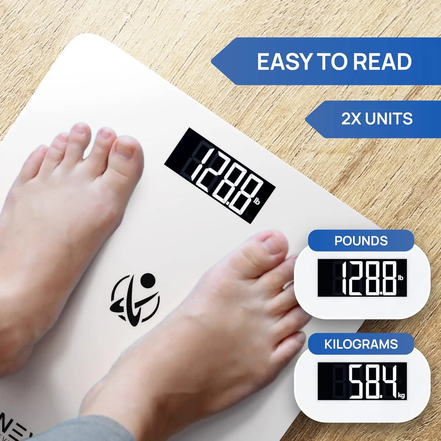 Bathroom Scale, Highly Accurate Digital Bathroom Body Scale Measures Weight up to 400 lbs. Includes Batteries