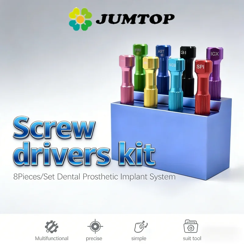 JUMTOP 8Pcs Stainless Steel Dental Implant Screwdrivers Set with Holder