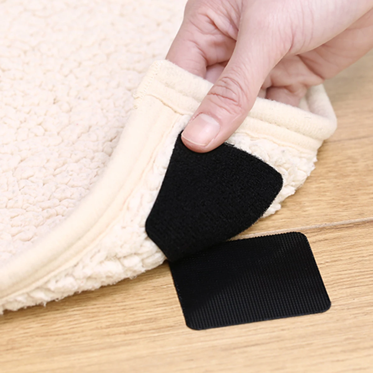 

20pcs Self-Adhesive Hook Loop Fastener Stickers Rectangular Durable For Sofa Bed Carpet Easy Fixing Double Sided Sticker Black