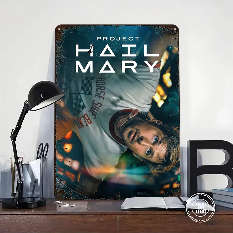 Project Hail Mary Movie Printed Poster Customized Wall Art Retro Vintage Metal Tin Signs for Room Accessories Home Decor Items