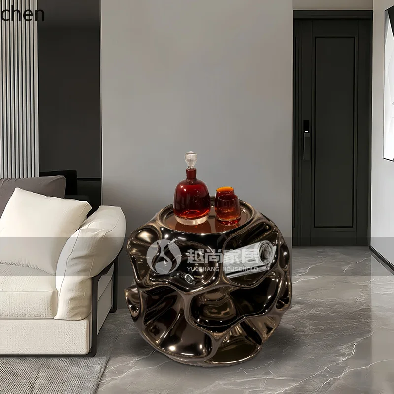 HT Creative Art Honeycomb Side Table Living Room Sofa Coffee Table Movable Bedside Table Decorative Ornament