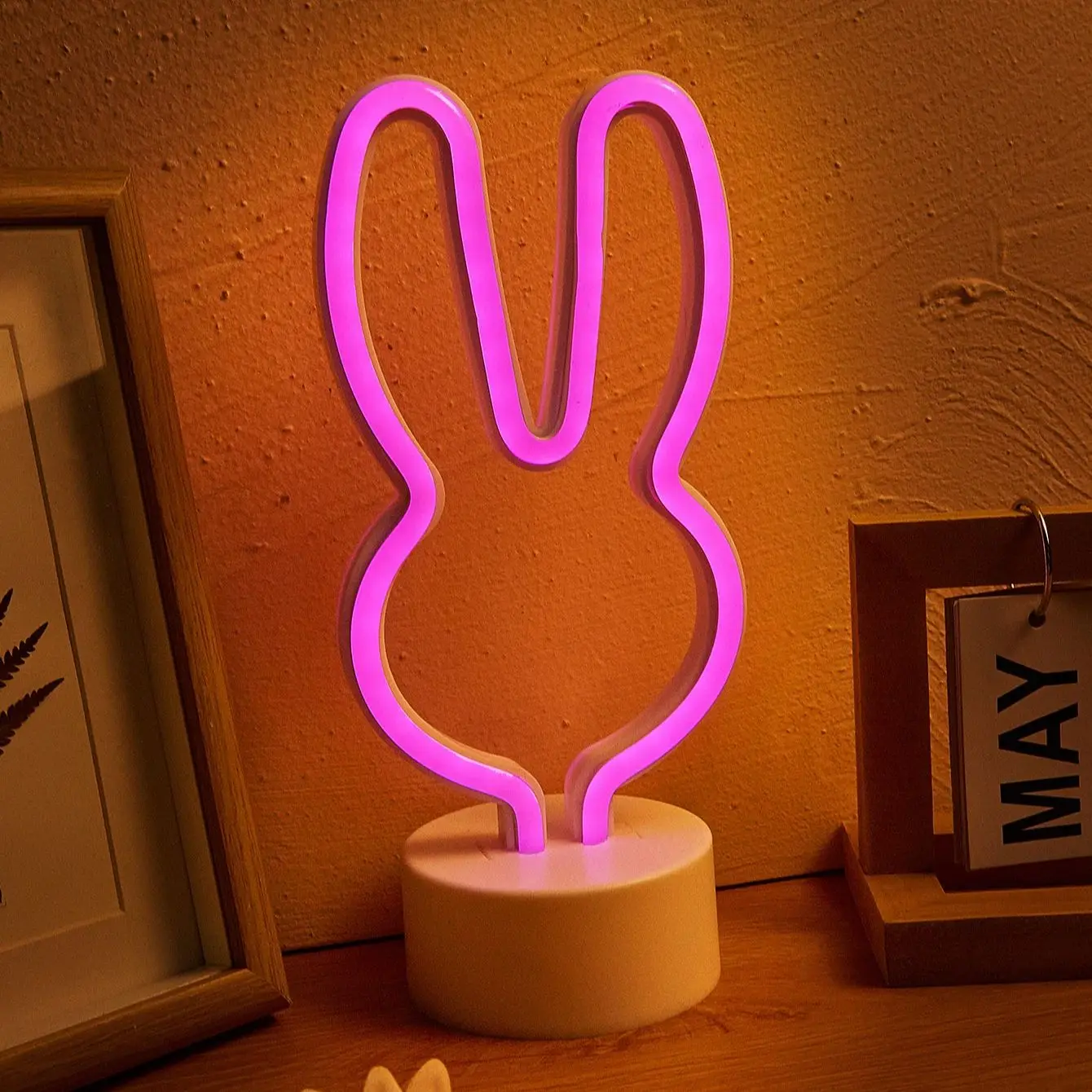 Chi-buy LED Neon Desktop rabbit ears  USB Powered Neon Signs Night Light 3D Wall Art Bedroom Living Room Decor Lamp Signs