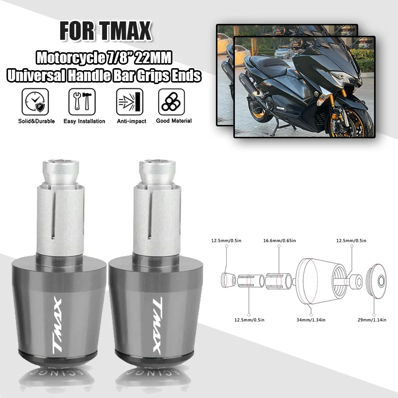 Motorcycle Grip Handle Bar Ends CNC Aluminum Handle Bar Grips Cap Anti Vibration Plug For Yamaha T-MAX 500 TMAX 500 560 TMAX 530