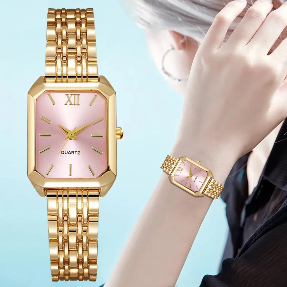 New elegant square dial pointer watch, fashionable women's quartz watch, women's clock gift