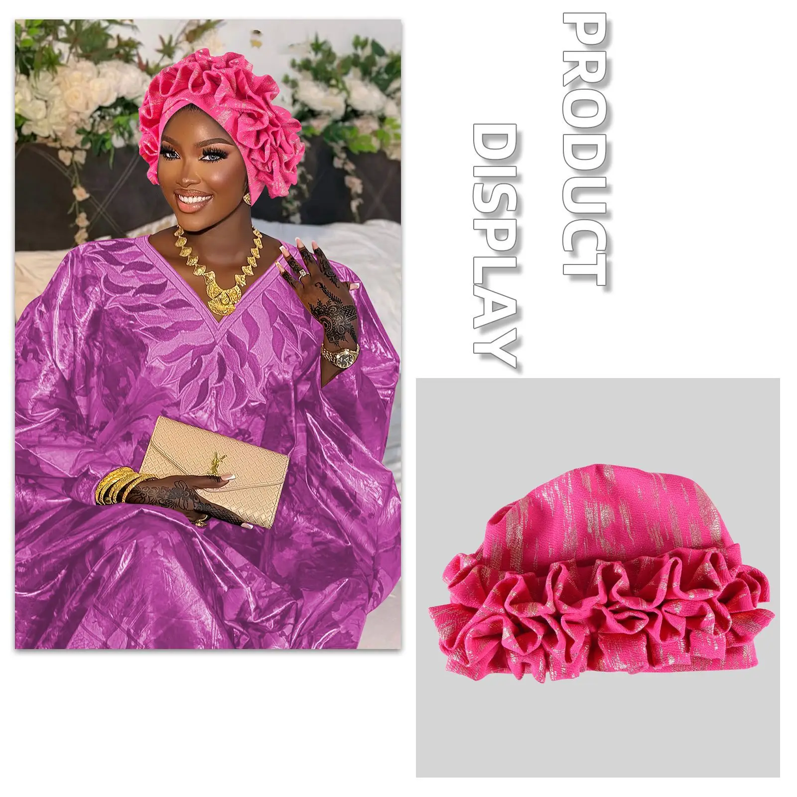 أزياء المرأة أشرطة رأس سيدة أفريقية رئيس قبعة عمامة تكدرت خوذة نيجيريا قبعة حفل زفاف #3