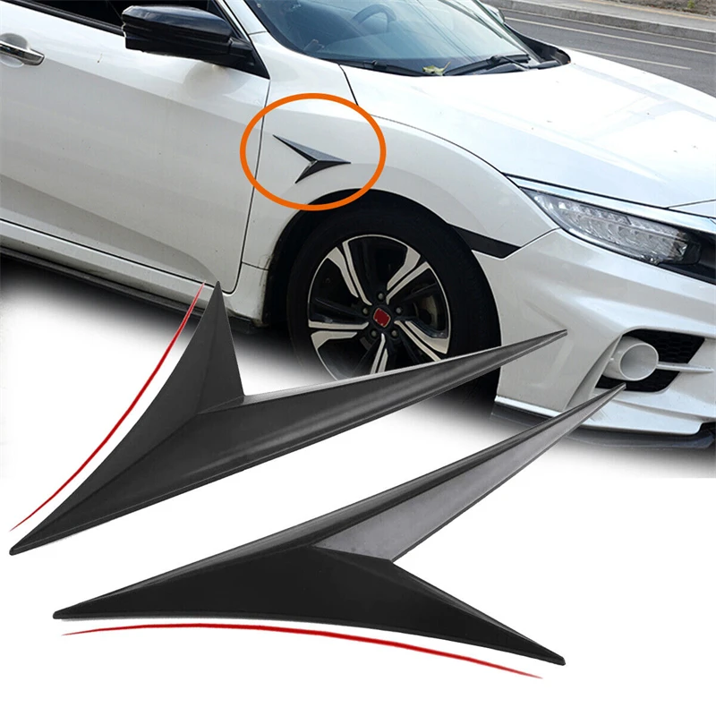 1 Pair Carbon Fiber Car Side Air Vent Cover Trim Sticker Fender Shark Fin PVC Decors Universal For Honda Civic 10th