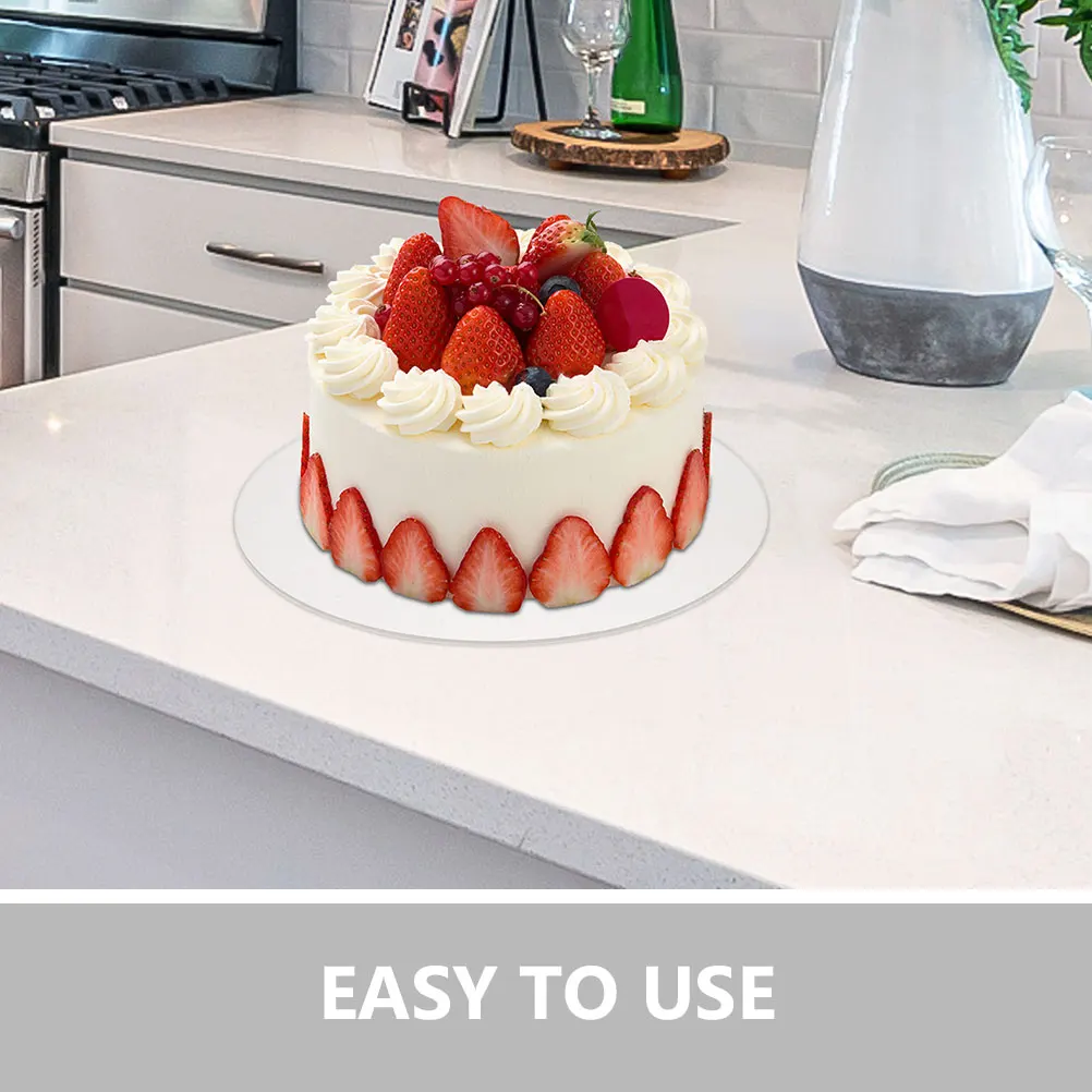 

2pcs Acrylic Board 2mm Thick Reusable Cake Display Base for Weddings Birthday Parties Round Cake Drum Decorative Baking Board