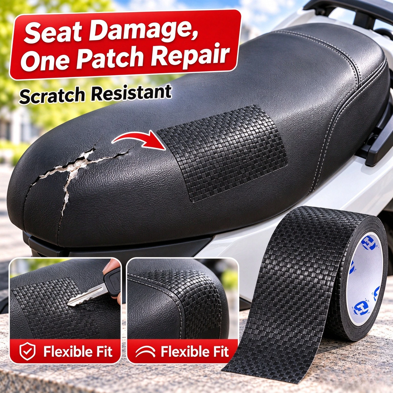 Self Adhesive Waterproof Repair Tape for Scooter Body Seat Tent Tarp Awning Patch,Tarpaulin Canopy Truck Rain Cover and Sunshade