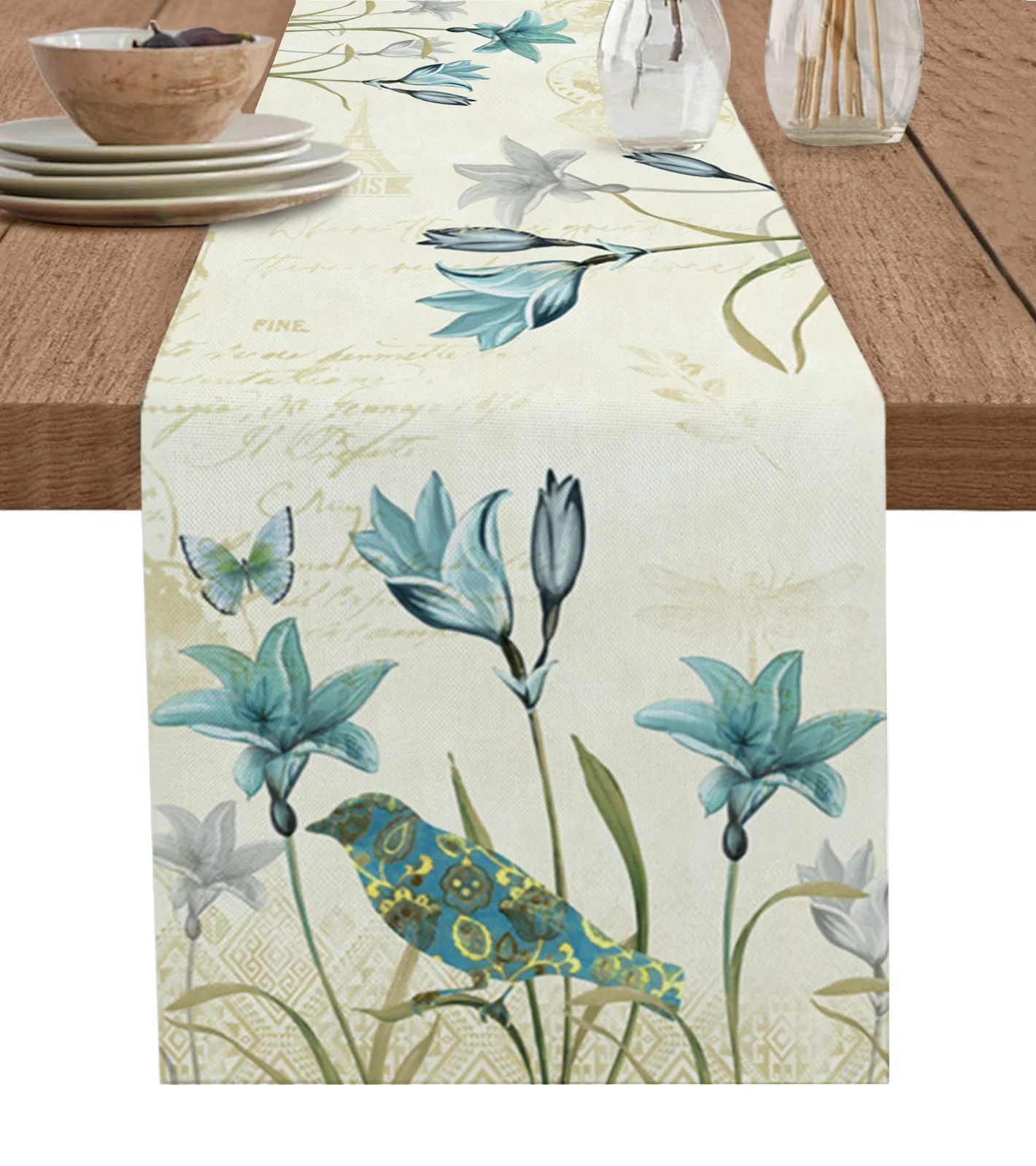 

Flower Retro Tulip Plant Table Runner Decoration Home Decor Dinner Table Decoration Table Decor