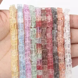 6x6mm veelkleurige vierkante natuurlijke sneeuw gebarsten kristal kralen kubus spacer losse kralen voor sieraden maken DIY armband oorbellen