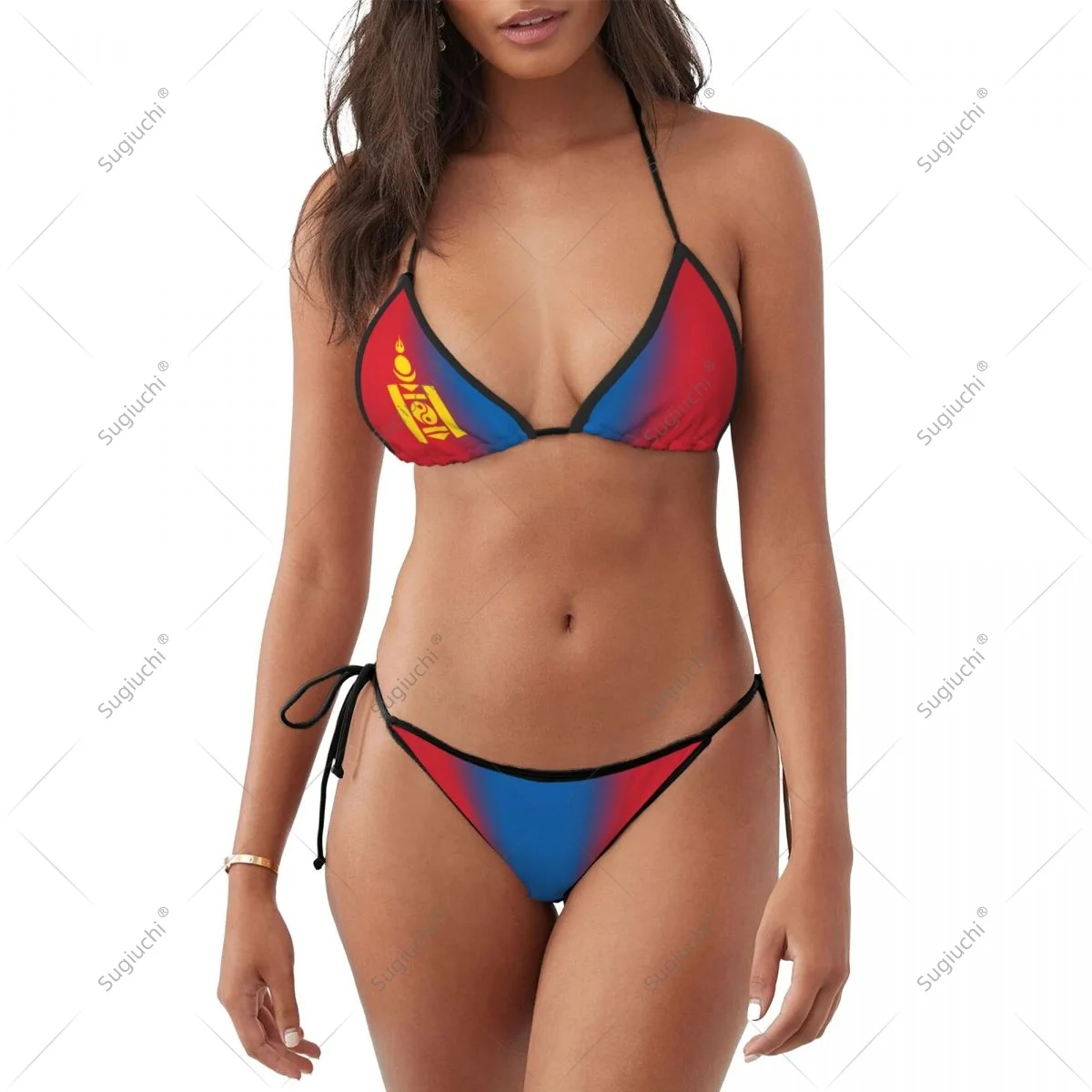 Women Girls Bikini Mongolia Flag Swimsuit Sets Three Point Beachwear Swimming Bathing Beach Party Suits Sexy Mujer
