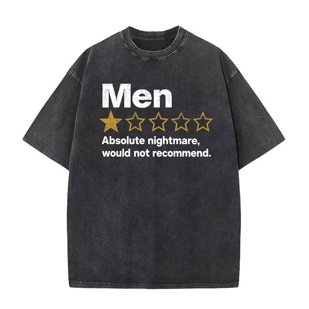 Men 1-Star Rating Absolute Nightmare Would Not Recommend T Shirts Man Vintage Washed T Shirt Men Women Cotton Oversized T-shirts