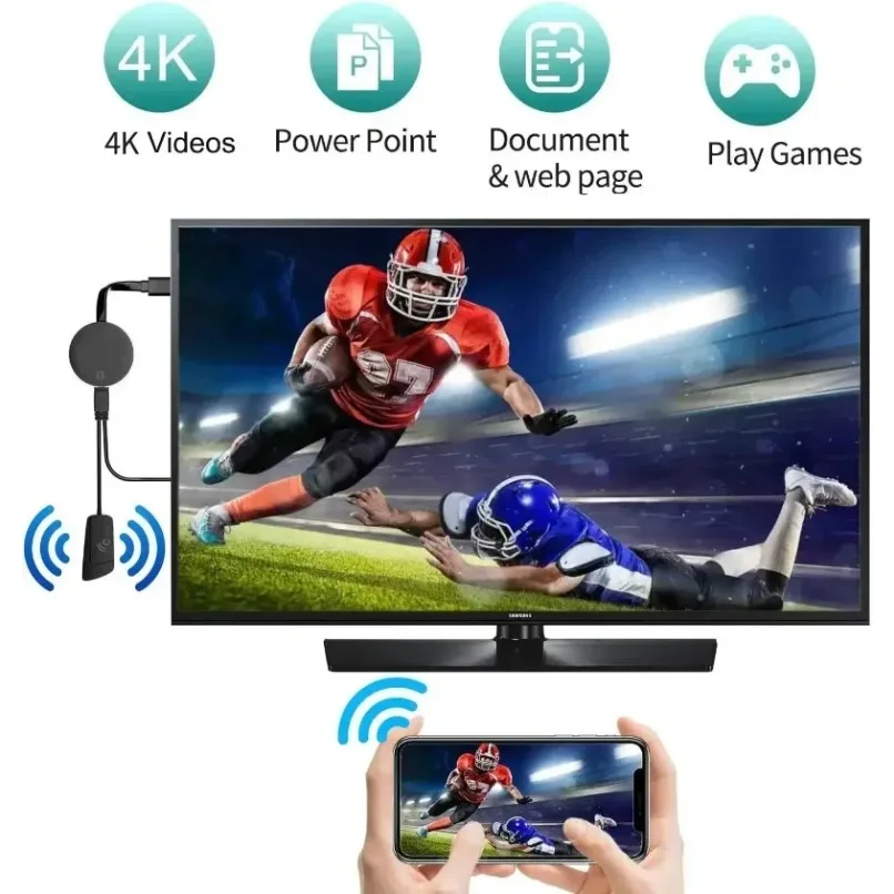 Wireless HDMI Display Adapter 4K HD WiFi Miracast AirPlay DLNA Screen Mirroring For Windows PC Android iOS Phone to TV Projector
