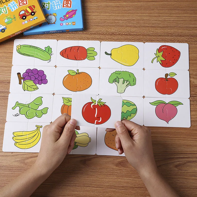 Jeu de correspondance de cartes pour tout-petits, camion nitive, fruits, ensemble de vie animale, puzzle pour enfants, jouets de puzzle, 32 pièces