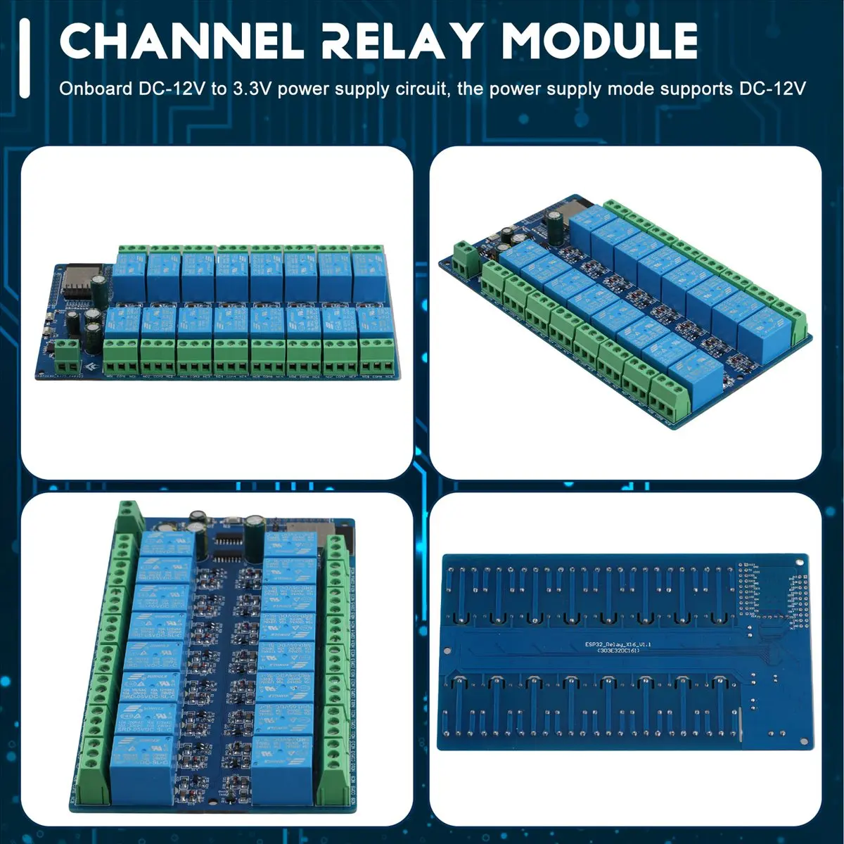 A64K 16 Channel Relay Module DC5-12V Power Supply Development Board - Secondary Development Module