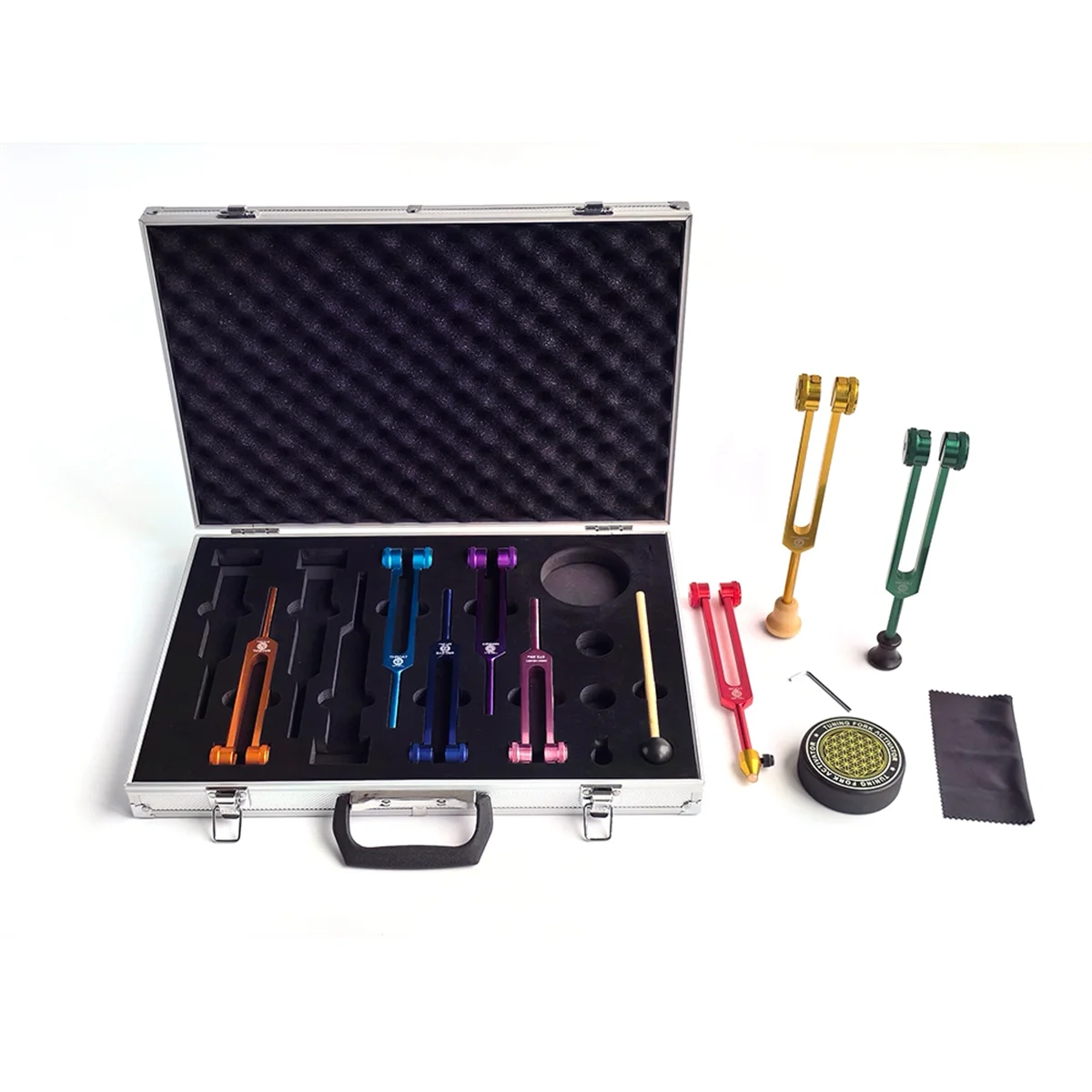

YOE-xChakra Tuning Fork Set, Colorful Tuning Forks with Rubber Mallet,Wrench for Healing, Sound Therapy, Yoga,