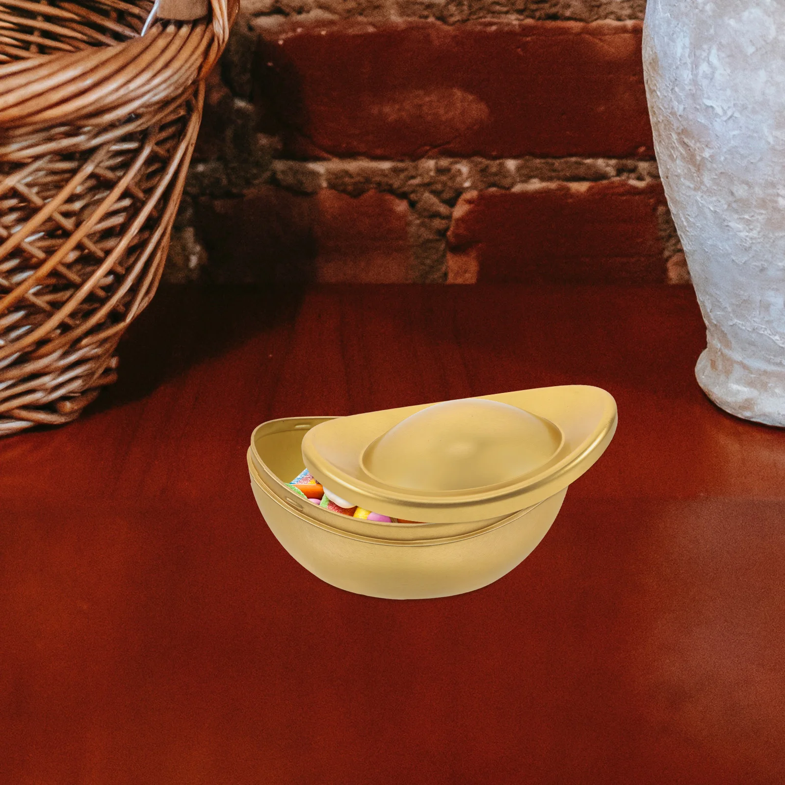 Cajas creativas de hojalata con forma de lingote chino dorado, cajas de galletas de Chocolate y caramelo, recuerdo de fiesta de cumpleaños, decoración de boda, 2 uds.