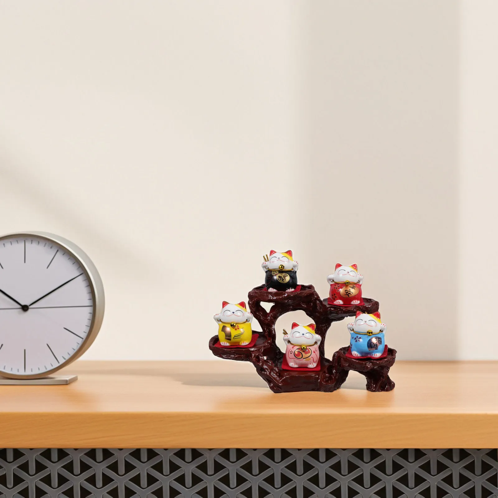 1 Conjunto de Mini Gato de Cerâmica Fofo para Painel de Carro, Ornamento da Sorte, Decoração Interna de Veículos, Acessórios Estéticos, Gadgets de Gat