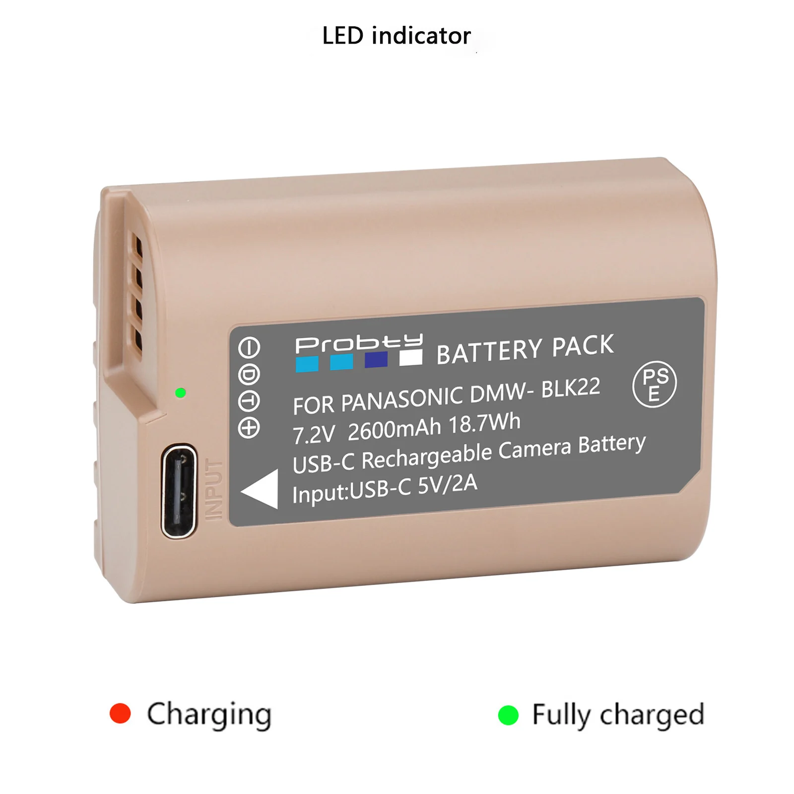 DMW-BLK22 bateria DMW BLK22 2600mAh z USB-C portem ładowania dla Panasonic LUMIX GH5 II GH6 GH5 m2 DC-S5 DC-S5 II DC-S5 IIX