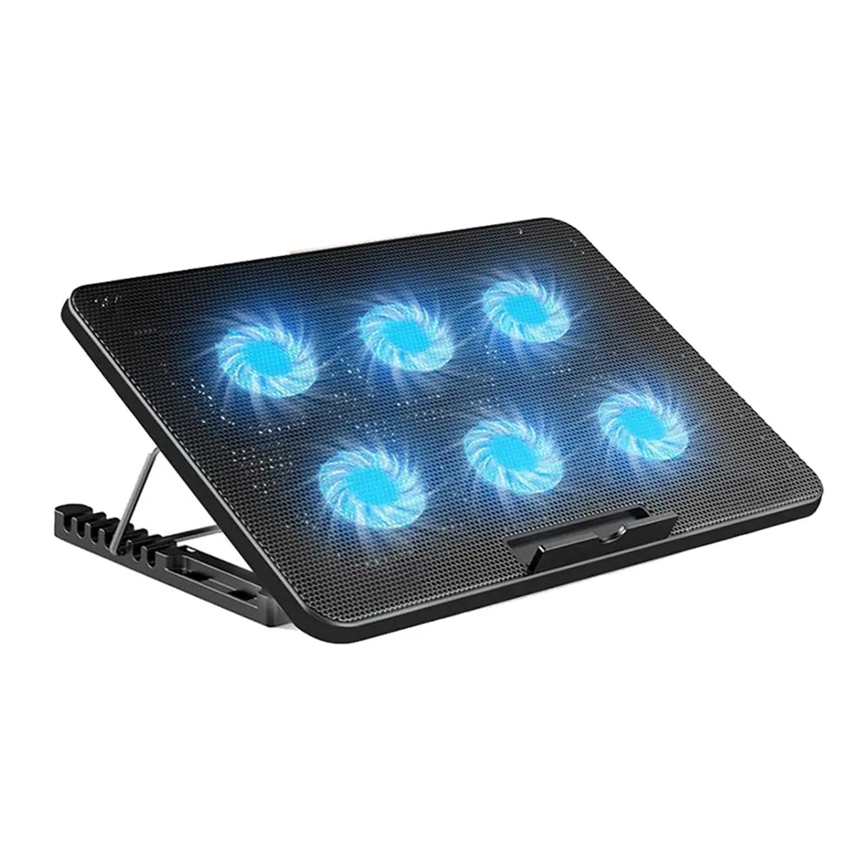 A46U Laptop Cooling Pad Laptop Cooler with 6 Quiet Fans 7 Height & Wind Speed Adjustable 2 USB Port & Phone Holder
