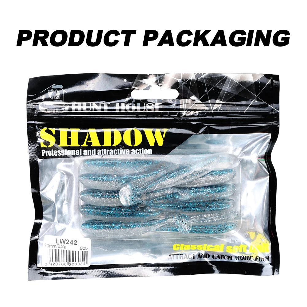 Hunthouse T-staart Zachte lokken 55mm/1.1g 70mm/2.2g Siliconen Zacht Aas Wobblers Gemakkelijk Shiner Swimbait Voor Bass Snoek Vis Visgerei LW242