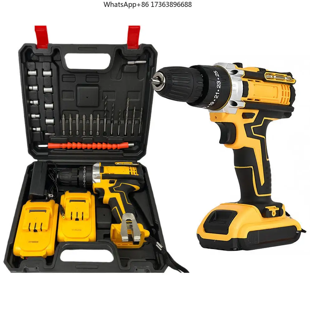 Wholesale Price Brushed Cordless Drill Sets Lithium Battery Drill Sets Multi-Function Electric Power Screwdriver Tool Set