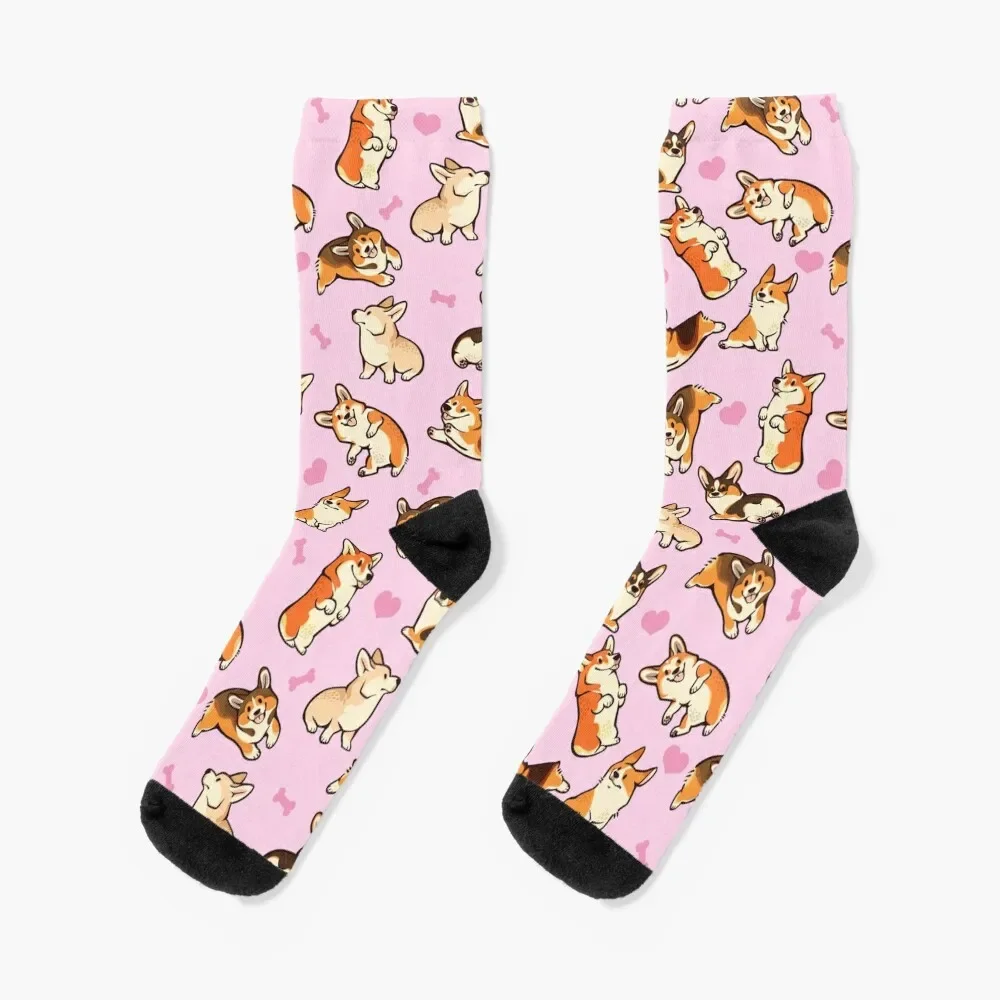 

Lovey corgis in pink Socks golf Stockings compression sheer christmas stocking Woman Socks Men's