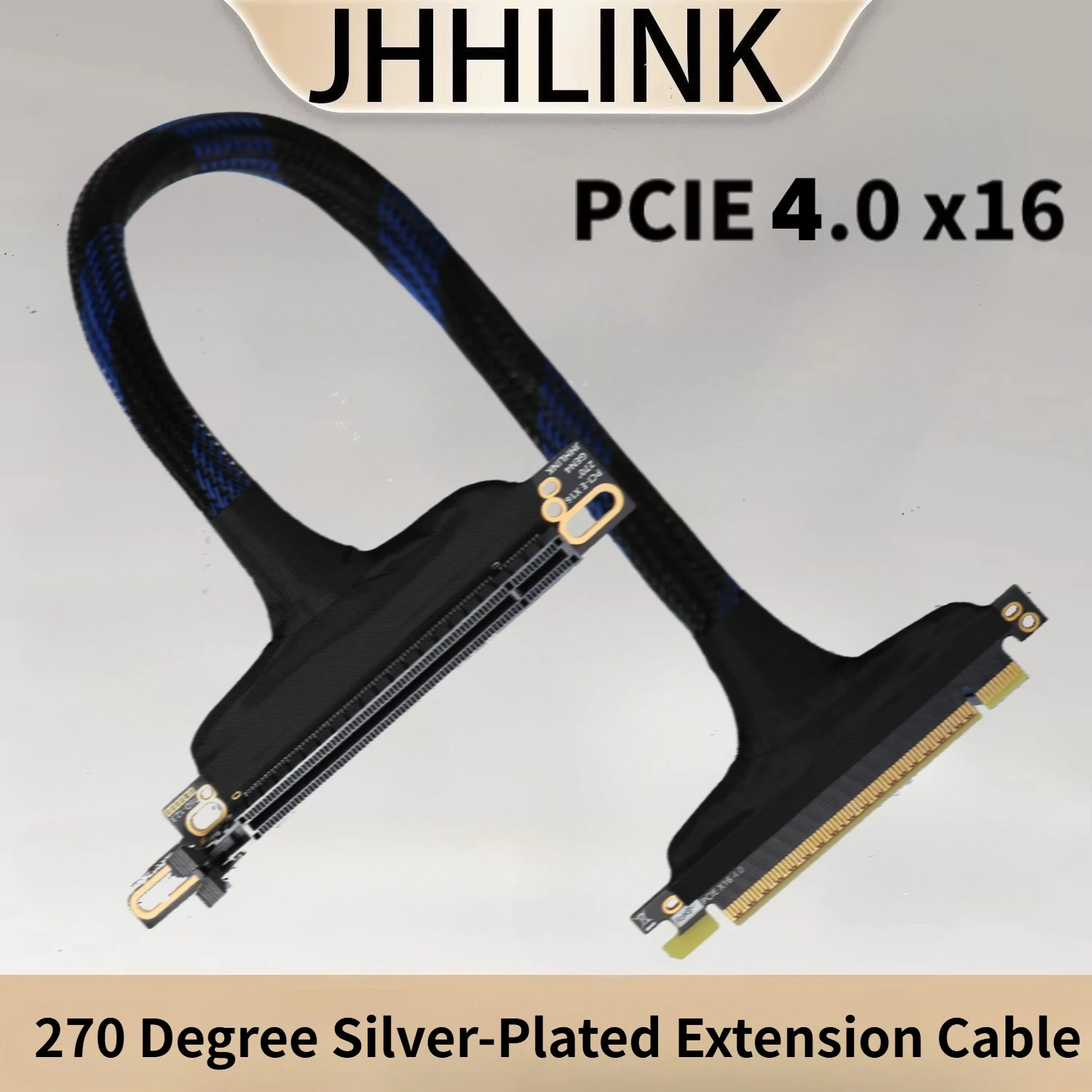 PCI-E 4.0 X16 Server 270 Degree Graphics Card Extension Cable GEN 4 Braided Mesh Silver-plated Wire GPU Adapter Cable for AI GPU