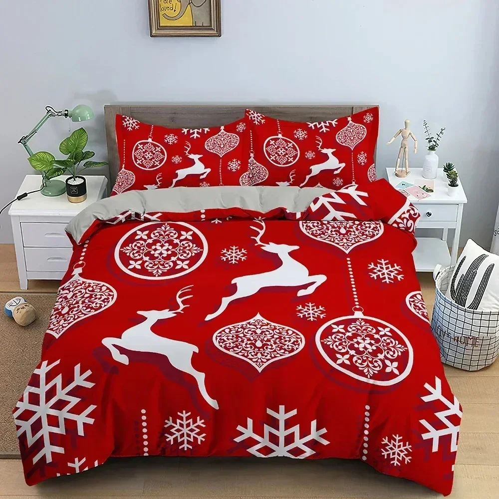 Santa Claus Snowman Duvet Cover Set 3D Print Christmas Bedding Set Luxury Cozy Quilt Cover With Pillowcase King Twin Bedclothes