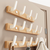 Wall Hooks Hanger Wood Hook Hanger Heavy Duty Waterproof Storage Holder Stick on Towel Hooks Key Hook Kitchen Hook