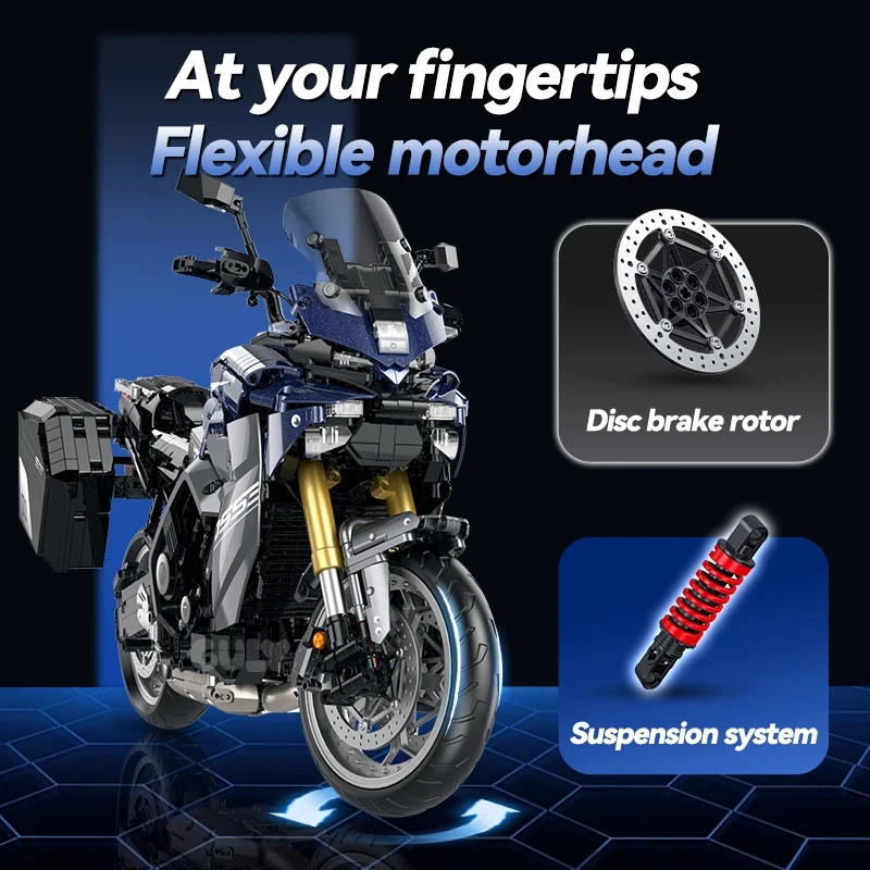 

2461Pcs Technical 1:5 Motorcycle Tracer 9GT+ Building Blocks Bricks Model Assemble Toys Desktop Ornament Children's Holiday Gift