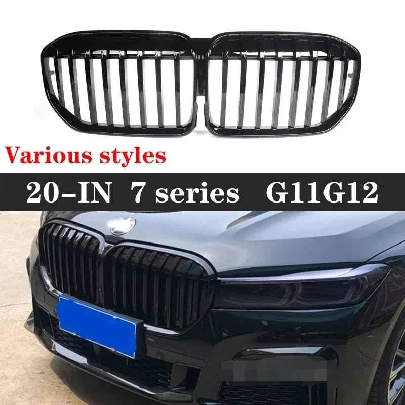 

For BMW 7 Series G11 G12 730i 740i 2020+ Kidney Grille Glossy Black ABS Color Plastic Front Bumper Auto Decor Grill body kit